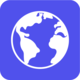world map icon purple background